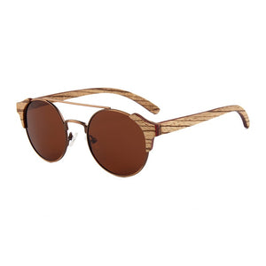 Retro Round Wood Sunglasses