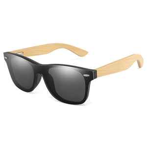 Fashion Mirror Coating Wood Sunglasses