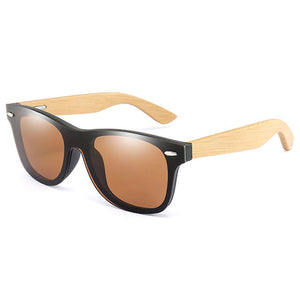 Fashion Mirror Coating Wood Sunglasses
