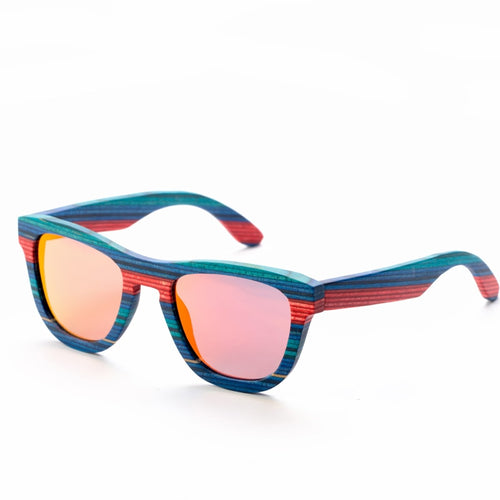 Retro Handmade Blue Colored wooden frame sunglasses
